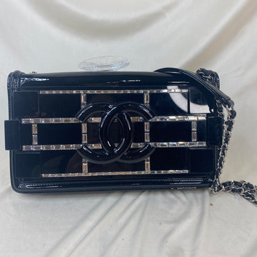 Chanel Black Lego with Baguette Crystals Crossbody Bag Sku# 66841