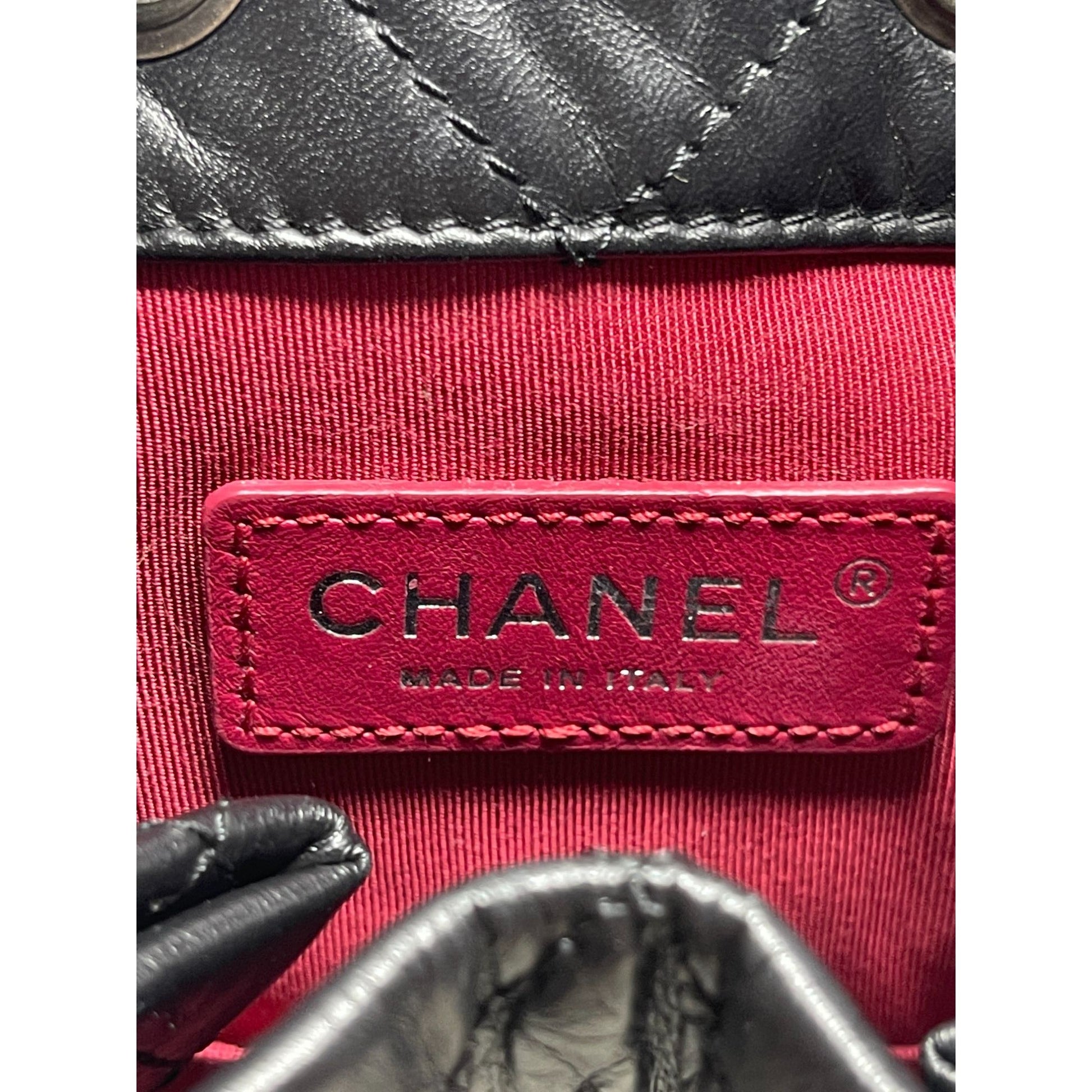 Chanel Gabrielle Backpack Black Aged Calfskin Small Tiffany Blue