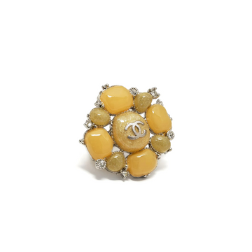 CHANEL Yellow Stone Embellished Ring