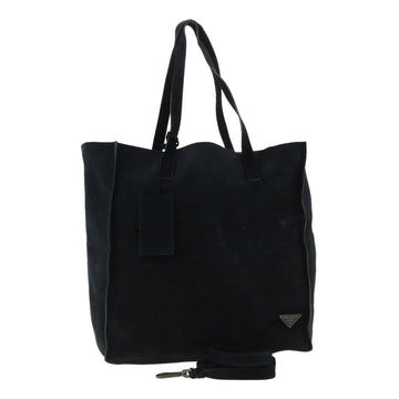 PRADA Tote Bag Suede 2way Navy Auth cl300