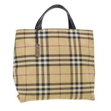 BURBERRY Nova Check Tote Bag Nylon Beige Auth cl443