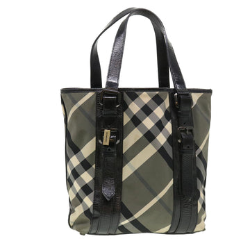 BURBERRY Nova Check Tote Bag Nylon Black Auth cl449