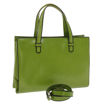 BALLY Shoulder Bag Leather 2way Green Auth cl503