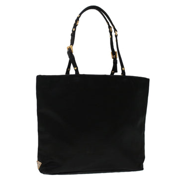 PRADA Hand Bag Satin Black Auth cl629