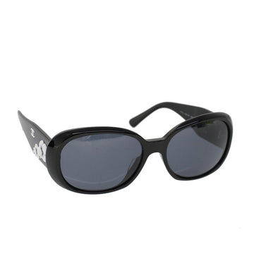 CHANEL Sunglasses Plastic Black CC Auth cl778