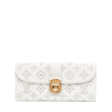 LOUIS VUITTON White Mahina Perforated Monogram Amelia Wallet