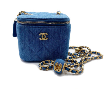 CHANEL Brand New SOLD OUT Classic Timeless Denim Pearl Crush Mini Vanity Case Crossbody Shoulder Bag