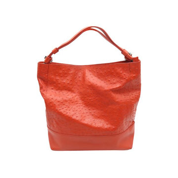 FURLA Orange Ostrich & Leather Shoulder Bag - Detachable Crossbody Strap