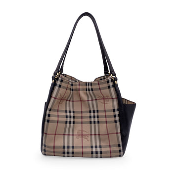 BURBERRY Beige Haymarket Check Canterbury Shoulder Tote Bag