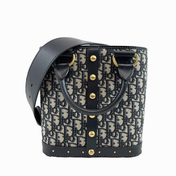 CHRISTIAN DIOR Oblique Studded 2017 DiorAvenue Blue Top Handle Crossbody Bag