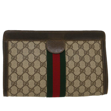 GUCCI GG Canvas Web Sherry Line Clutch Bag Beige 41014212528 Auth ep1043