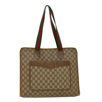 GUCCI GG Canvas Web Sherry Line Tote Bag Beige Red Green 89.02.997 Auth ep1045