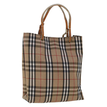 BURBERRY Nova Check Hand Bag Nylon Beige Auth ep1099