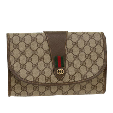 GUCCI GG Canvas Web Sherry Line Clutch Bag Beige Red Green 14.01.030 Auth ep1124