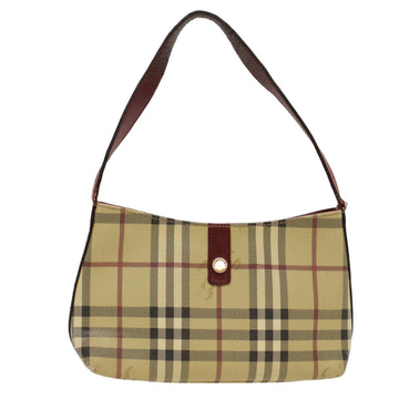 BURBERRY Nova Check Shoulder Bag PVC Leather Beige Auth ep1195