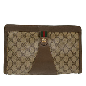 GUCCI GG Canvas Web Sherry Line Clutch Bag Beige Red 5601012 Auth ep1196