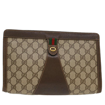 GUCCI GG Canvas Web Sherry Line Clutch Bag Beige Red 156.01.033 Auth ep1221