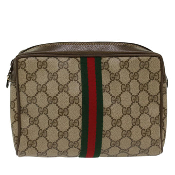 GUCCI GG Canvas Web Sherry Line Clutch Bag Beige Red 2201012 Auth ep1227