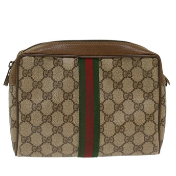 GUCCI GG Canvas Web Sherry Line Clutch Bag Beige Red 8901012 Auth ep1243