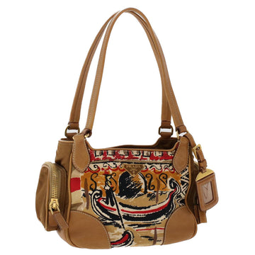 PRADA Shoulder Bag Canvas Brown Auth ep1246