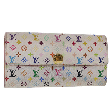 LOUIS VUITTON Multicolor Portefeuille Sarah Wallet White M93745 LV Auth ep1256