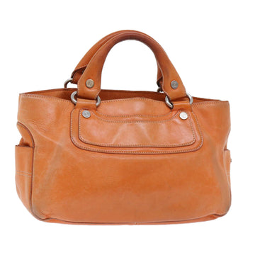 CELINE Hand Bag Leather Orange Auth ep1358