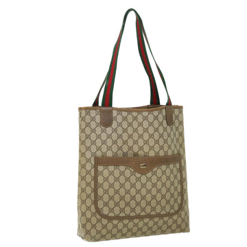 GUCCI GG Canvas Web Sherry Line Tote Bag PVC Leather Beige 39 02 003 Auth ep1555