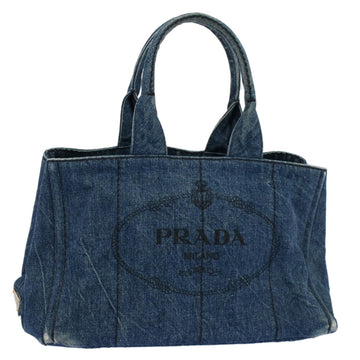 PRADA Canapa MM Hand Bag Canvas Blue Auth ep1930