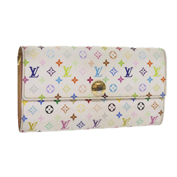 LOUIS VUITTON Multicolor Portefeuille Sarah Long Wallet White M93532 Auth ep2036