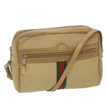 GUCCI Web Sherry Line Shoulder Bag Canvas Beige Red Green 010 378 Auth ep2457