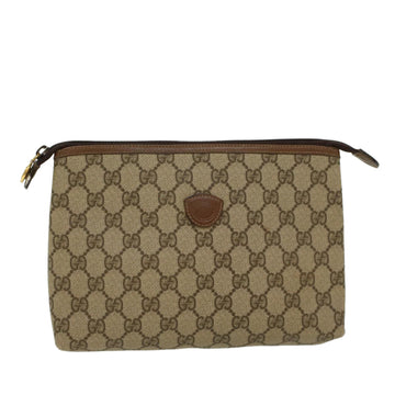 GUCCI GG Canvas Clutch Bag PVC Leather Beige 0141156088 4021 Auth ep901