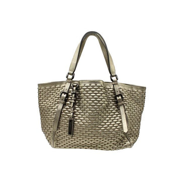 BURBERRY Golden Woven Large Leather Tote Bag