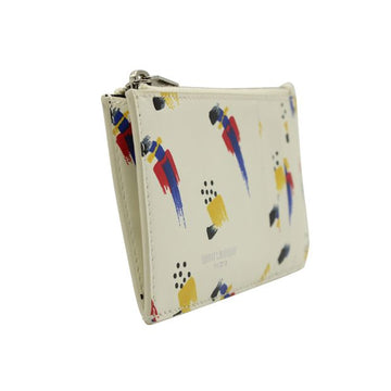 SAINT LAURENT Cream Coin Purse & Card Holder - Multicoloured Brush Strokes