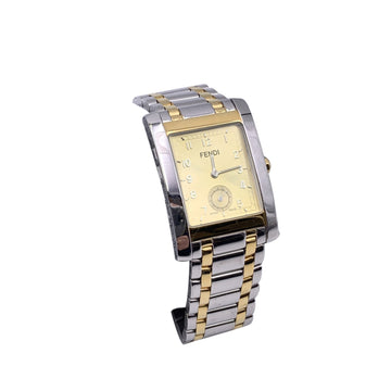 FENDI Gold And Silver Stainless Steel 7000 G Wrist Watch Rectangular