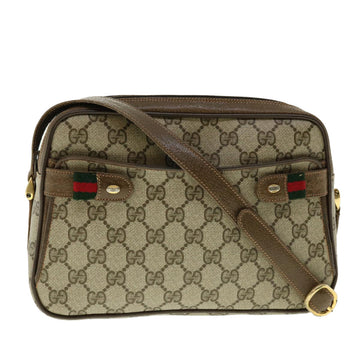 GUCCI GG Canvas Web Sherry Line Shoulder Bag Beige Red Green Auth fm2200