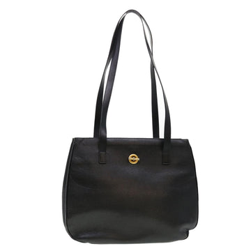 CELINE Shoulder Bag Leather Black Auth fm2285