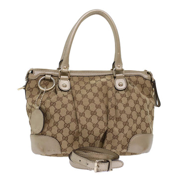 GUCCI GG Canvas Hand Bag 2way Beige 247902 Auth fm2597