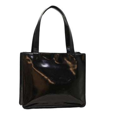 CHANEL Tote Bag Patent Leather Black CC Auth fm2633