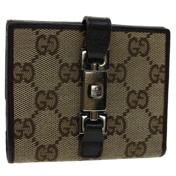 GUCCI GG Canvas Jackie Wallet Leather Beige 05479 Auth fm2637