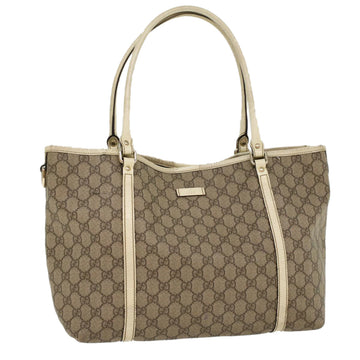 GUCCI GG Canvas Tote Bag PVC Leather Beige White 197953 Auth fm2653