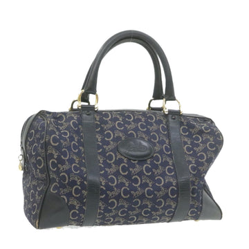 CELINE horse carriage C Macadam Canvas Hand Bag Navy Blue Auth fm274