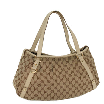 GUCCI GG Canvas Tote Bag Beige 130736 Auth fm2783