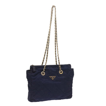 PRADA Chain Shoulder Bag Nylon Navy Auth fm2843