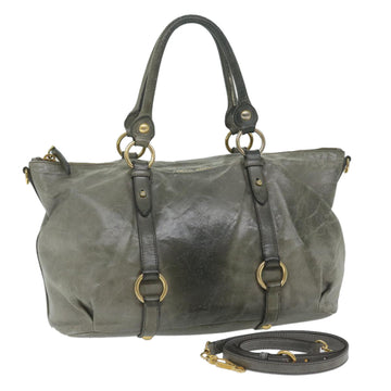 MIU MIU Hand Bag Leather 2way Gray Auth fm2923