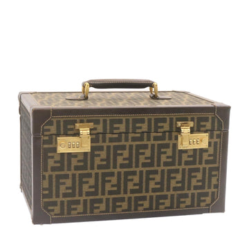 FENDI Zucca Canvas Vanity box Hand Bag Brown Auth fm664A