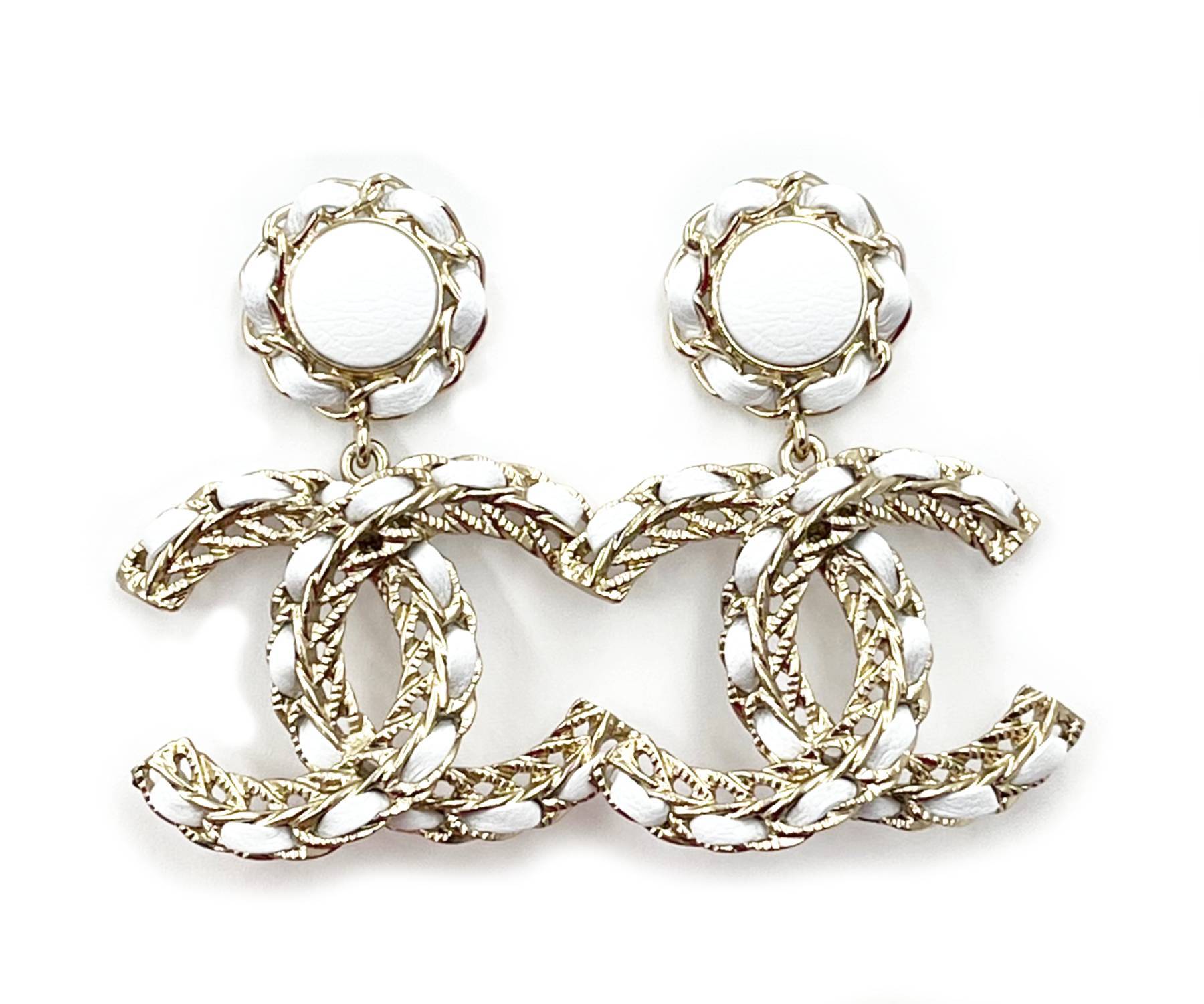 White chanel deals earrings