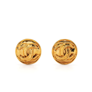 CHANEL 1994 Coco Mark Round Earrings Gold