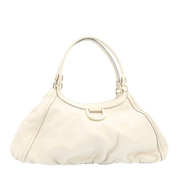 GUCCI Leather Tote Bag White Auth am1090g