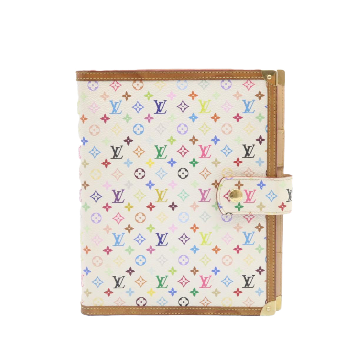 LOUIS VUITTON Multicolor Agenda GM Day Planner Cover White R20894 Auth