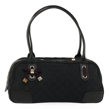 GUCCI Web Sherry Line GG Canvas Hand Bag Black Red Green Auth am2453g